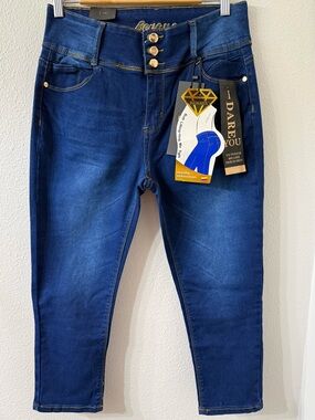 Benava High-Rise Butt-Lift Jeans, 3-Button Tummy Control Stretch Denim Capris